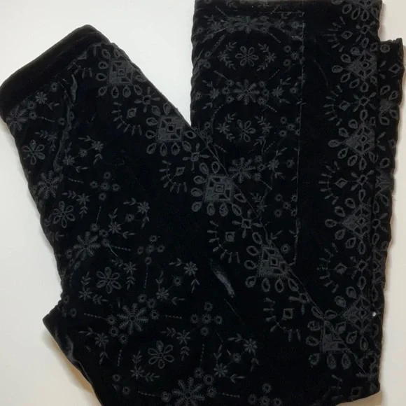 Zara Alina Black Velvet Floral Trousers XS - Picture 4 of 8